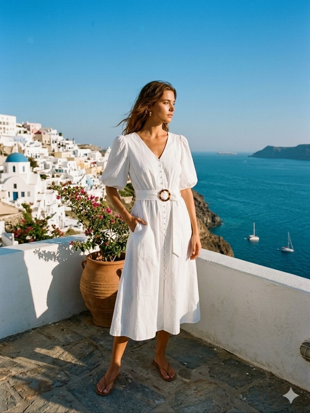 Melloday | White Belted Dress